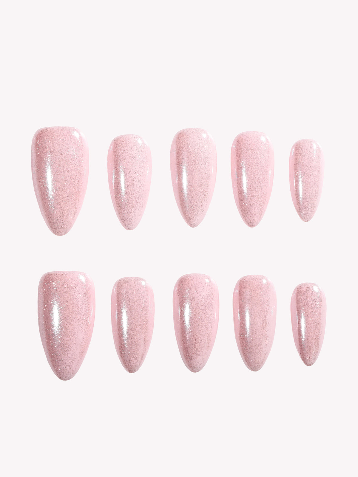 Aurora Pink pearly pink medium almond press on nails
