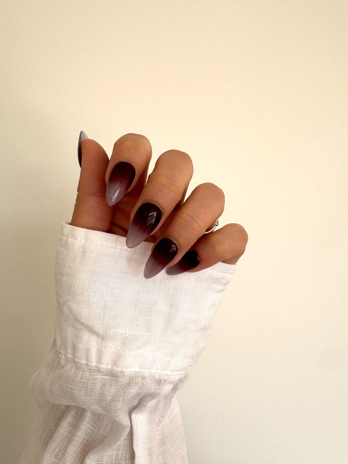 Cherry Mocha glossy cherry and mauve ombre press-on nails