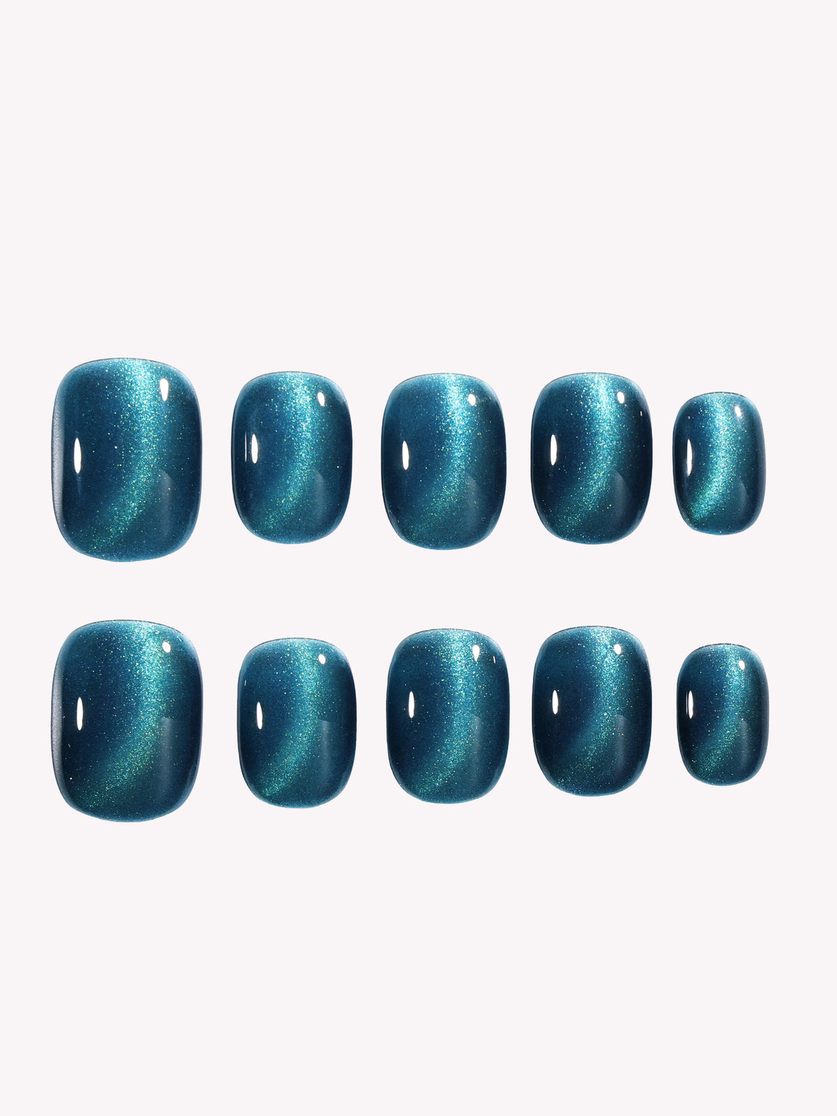 Emerald Frost deep green cat eye press on nails