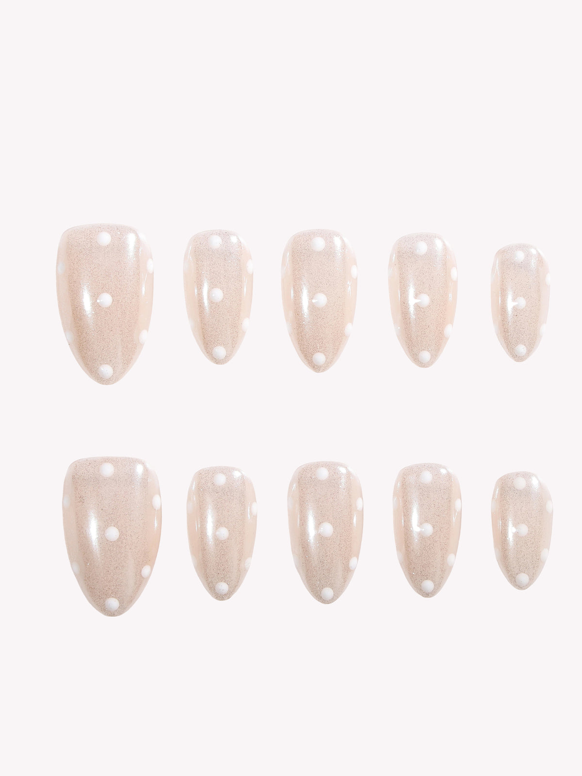 Glazed Dotty glazed nude and white polka dot press on nails