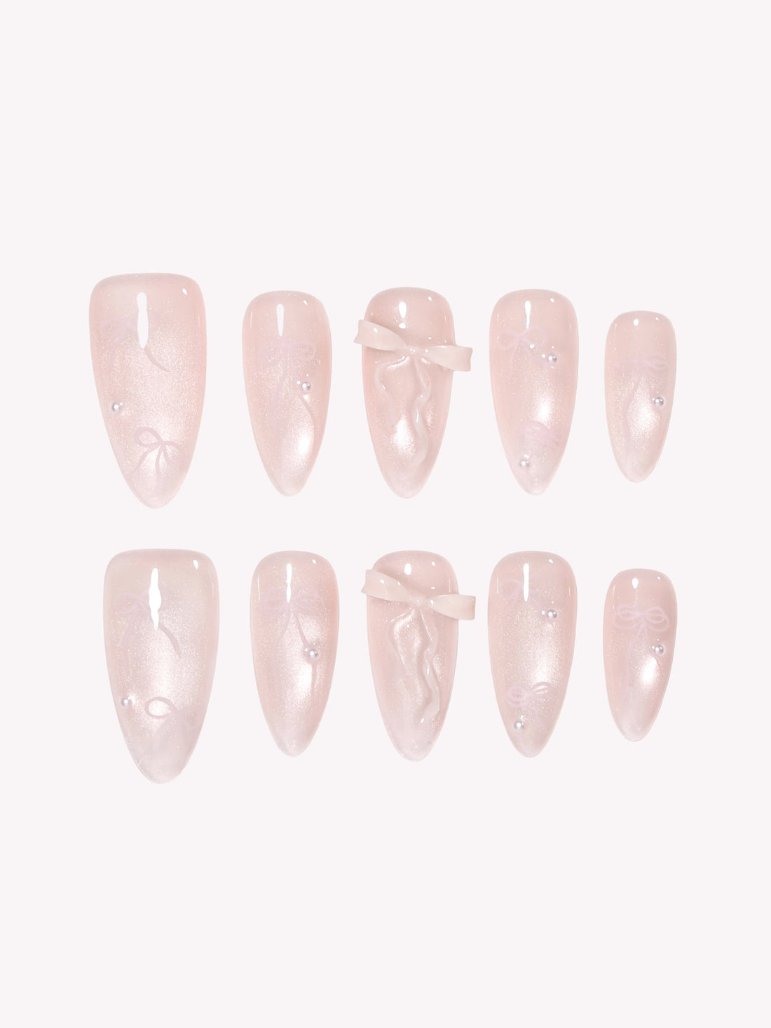 Blushing Bow blush pink Medium Almond press-on nail set