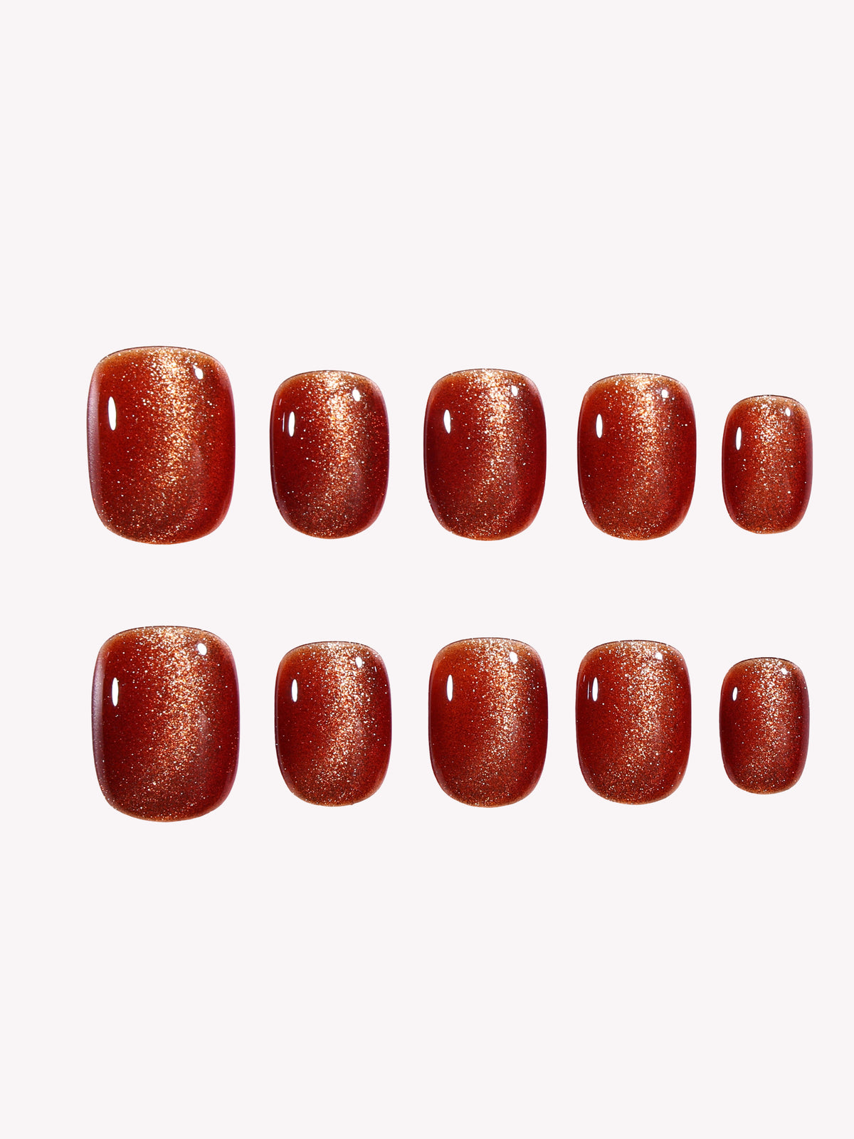 Maple Glaze amber red cat eye press on nails