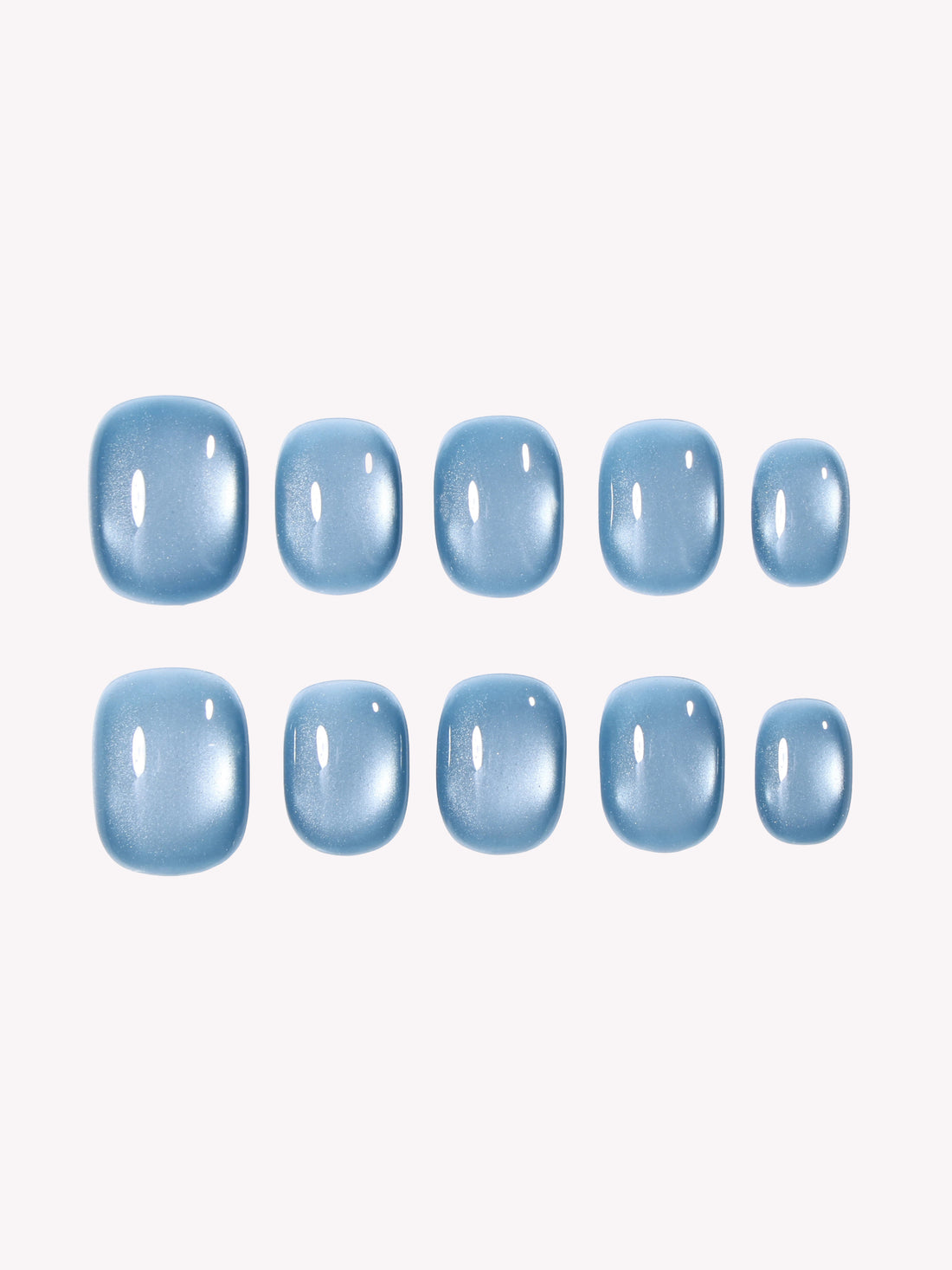 Misty Ocean blue grey cat eye press on nails